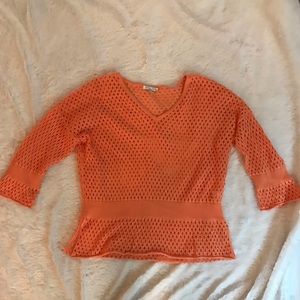 Orange knit top- M but can fit a large